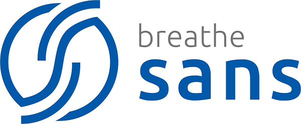 Full-color breathe sans logo with circular icon and text in blue and gray