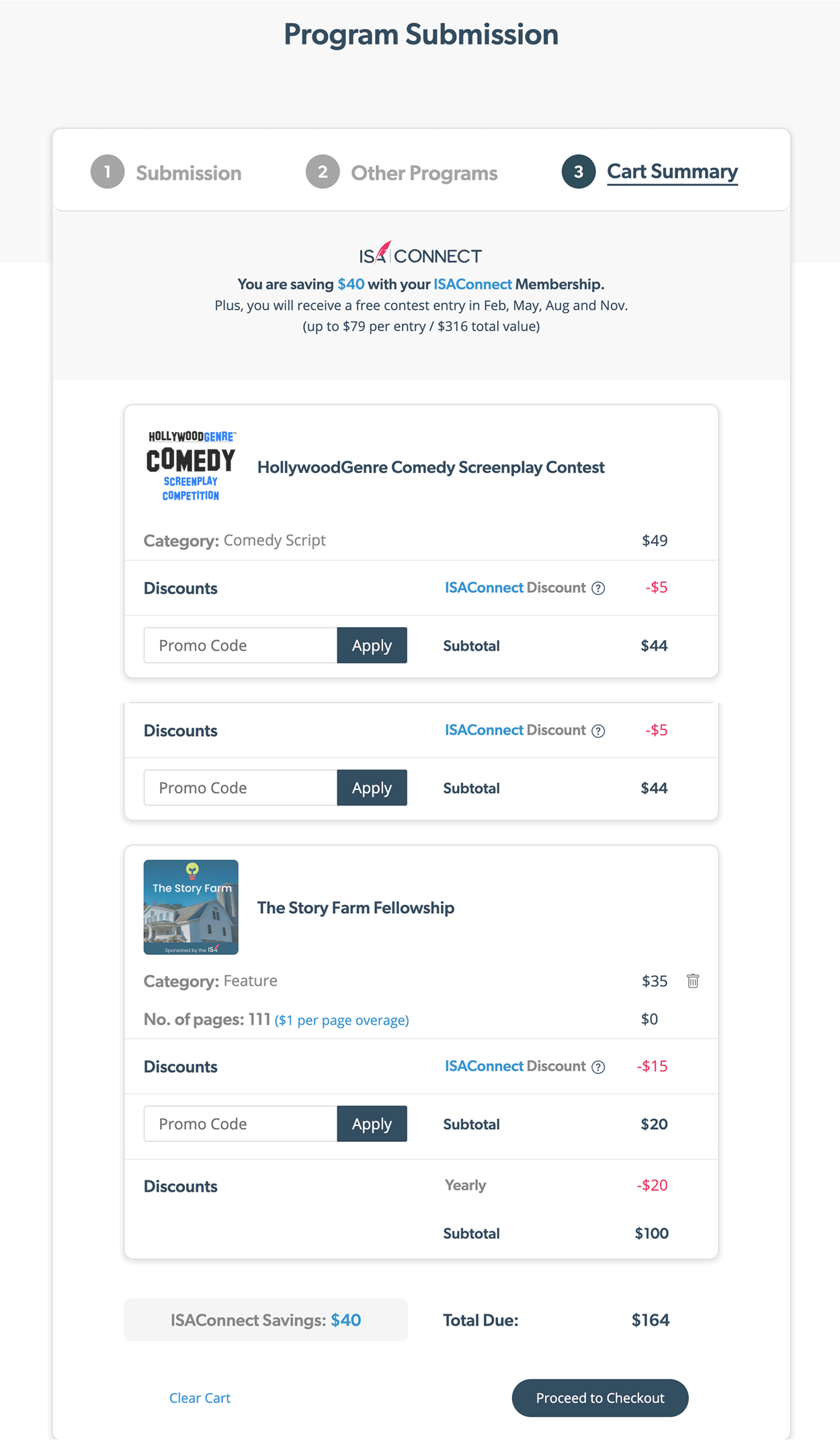 Checkout screen showing upgraded membership applied to cart. A dynamic discount is visibly subtracted from the total, and the updated total reflects reduced entry costs. Upgrade is visually confirmed above the item list.