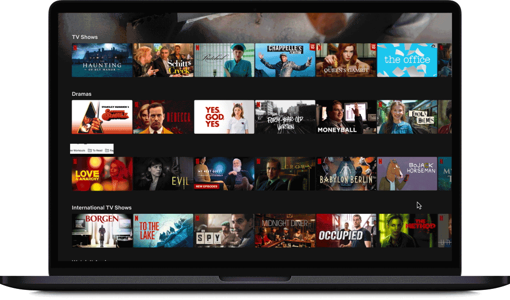 Animated flow showing a user recommending ‘Moneyball’ to friends. The movie is selected, a recommendation menu appears, and the user chooses recipients from a list.