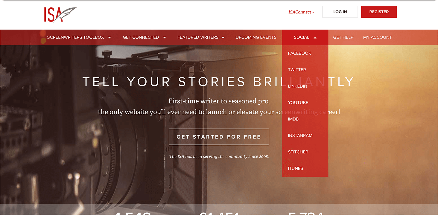 Original dropdown under “Social,” duplicating links from other nav categories and offering vague labels like “Connect With Us” and “Podcasts.”